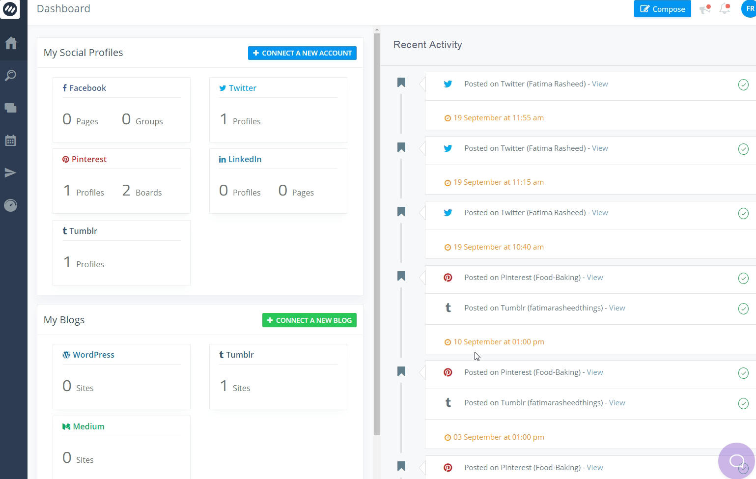Dashboard- ContentStudio