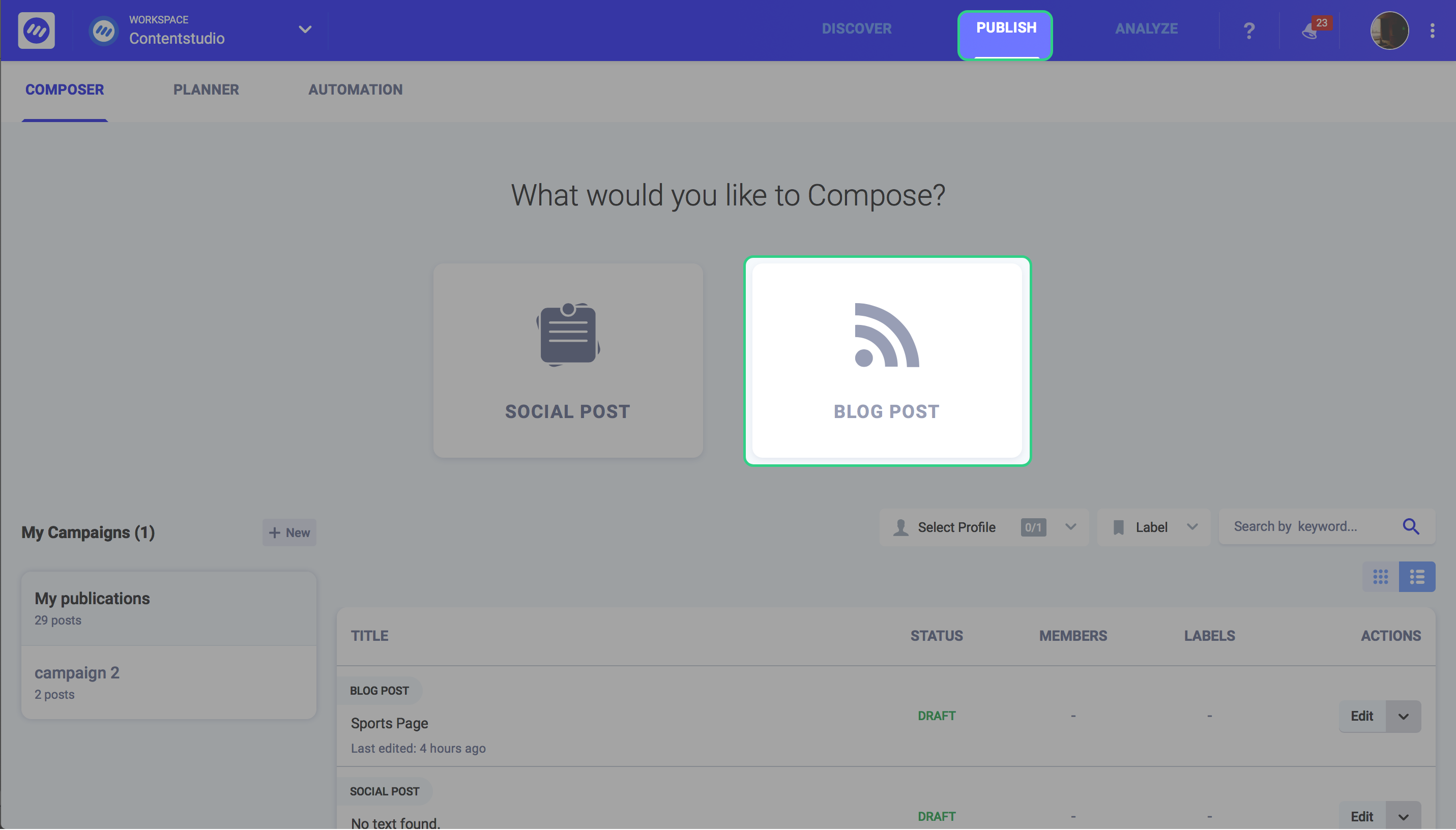 content advertising - ContentStudio