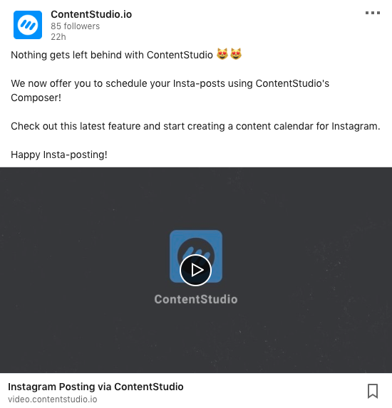 Publish videos to LinkedIn via ContentStudio