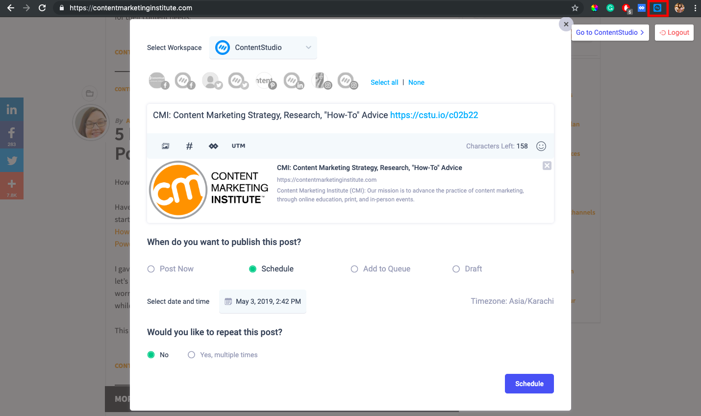 Chrome Extension - ContentStudio