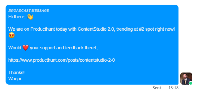 Broadcast message to CS users - GoSquared