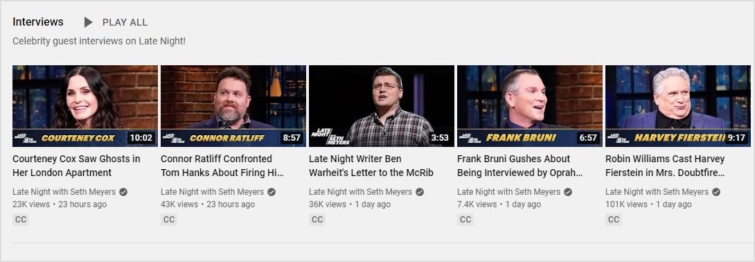 seth myers youtube page