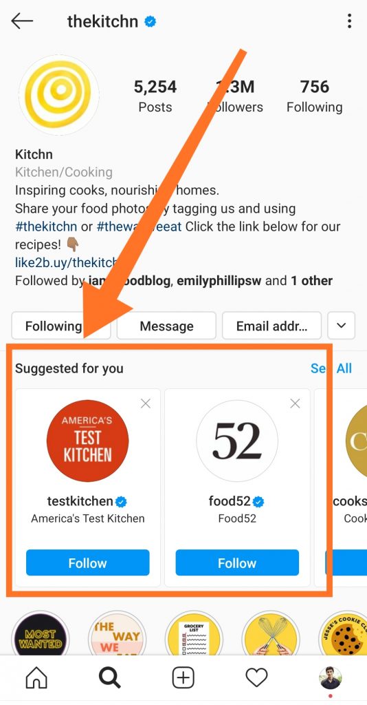Instaagram suggested accounts