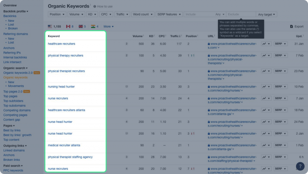 ahrefs keyword explorer-organic growth