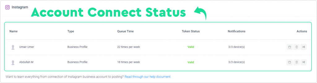 ContentStudio Account Connect Status