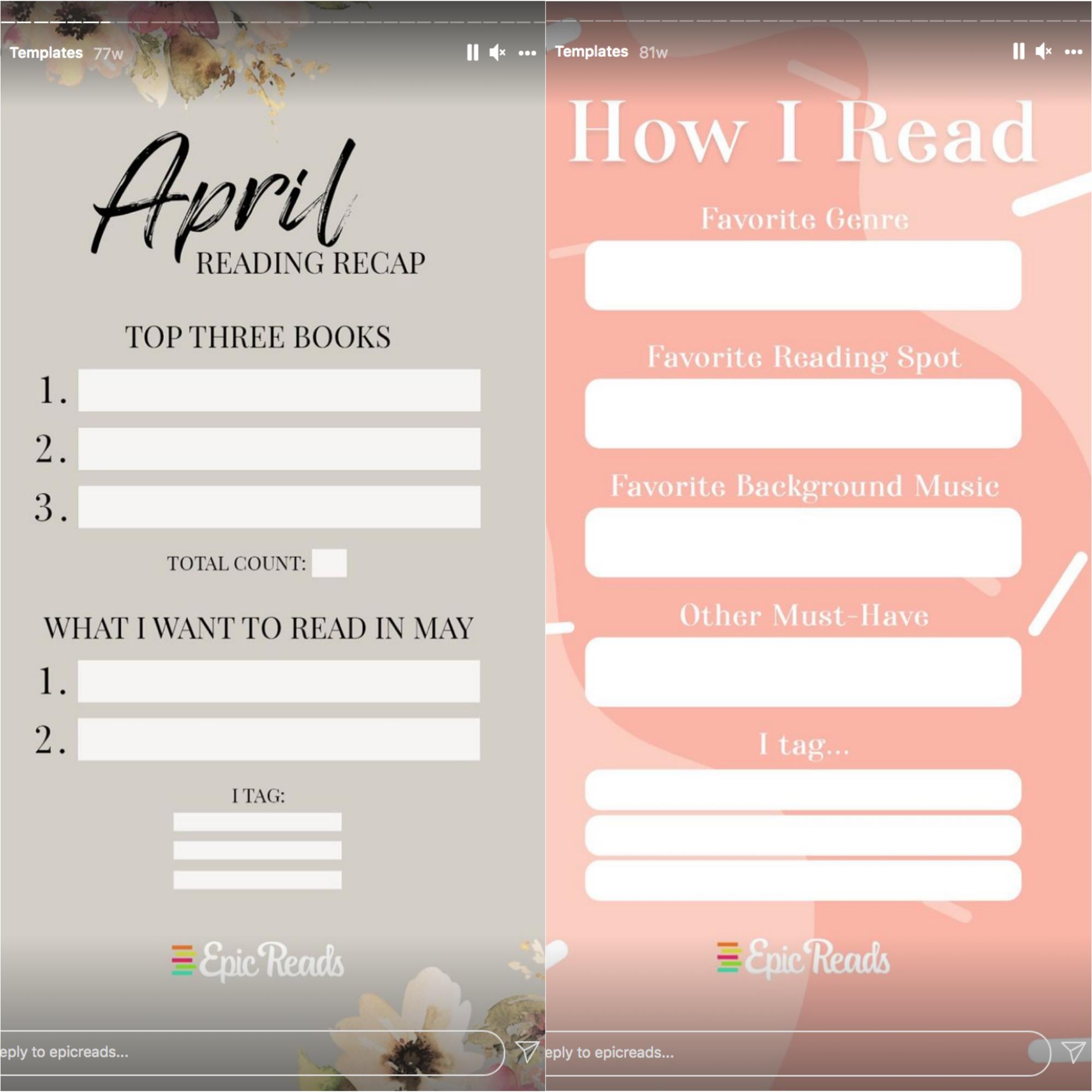 Instagram Story templates by Epid Reads