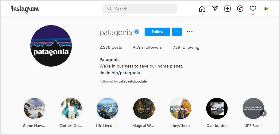 patagonia social media