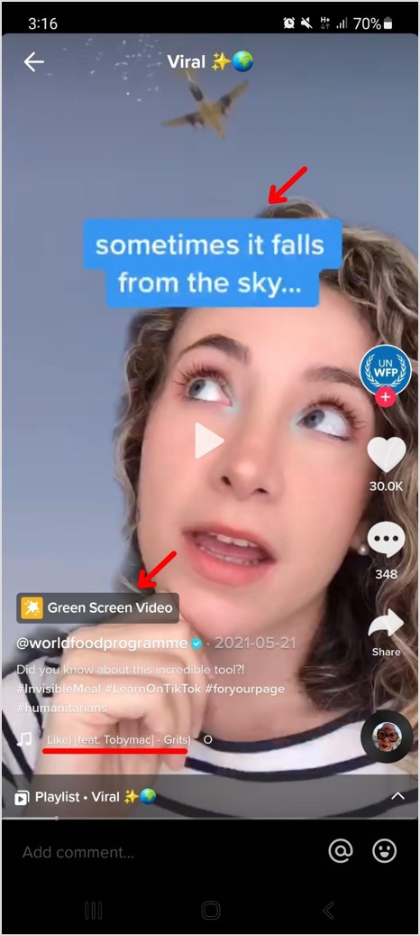 Tiktok post example