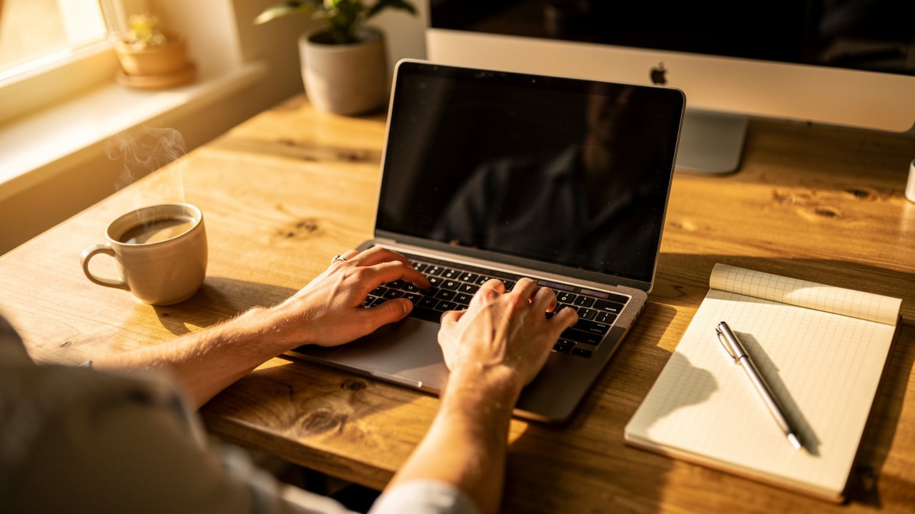 Content creator writing at workspace