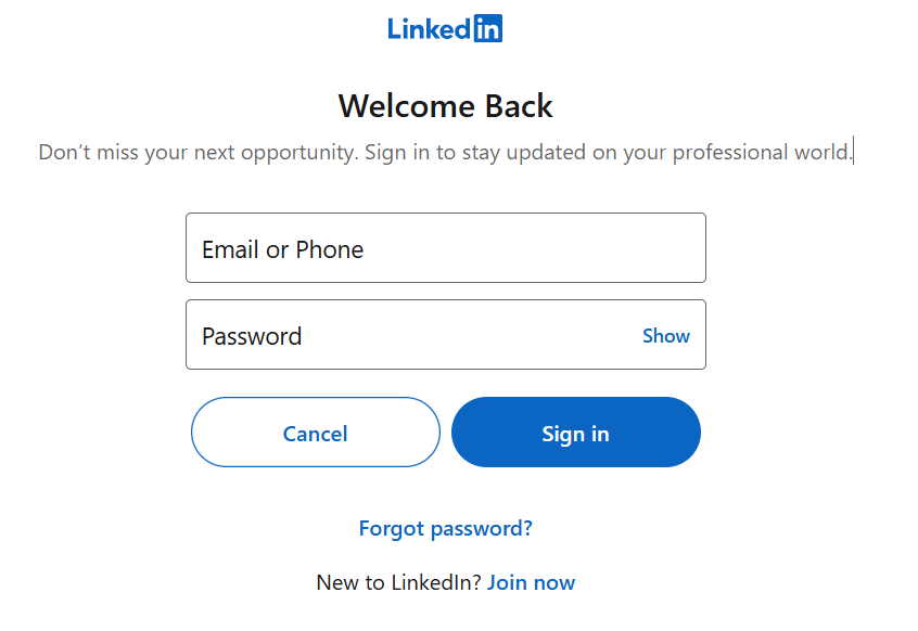 Log into LinkedIn