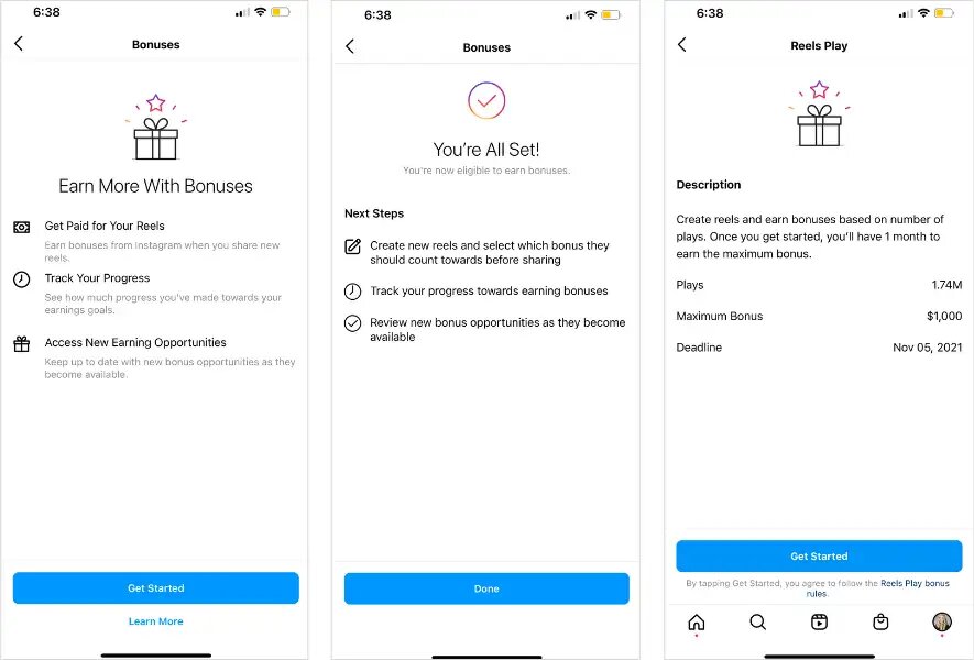 instagram reels bonus program