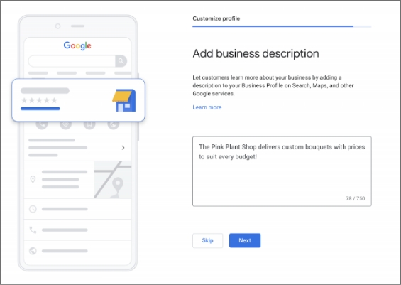 google business profile description