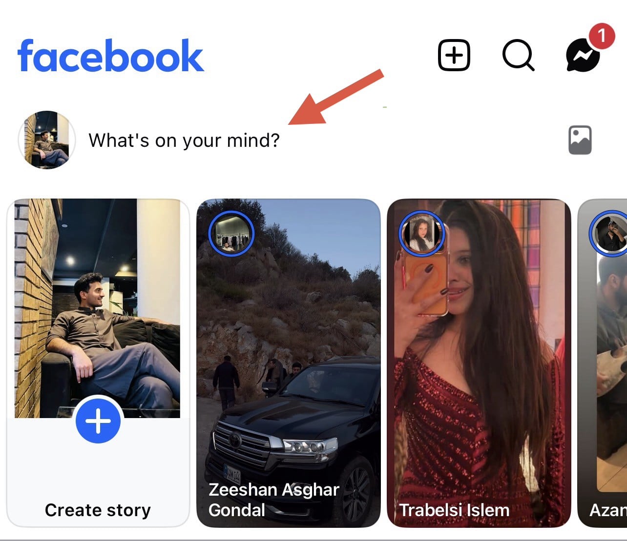 Tap "what's on your mind'