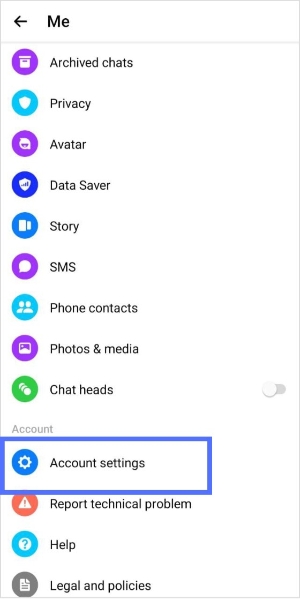 tap account setting