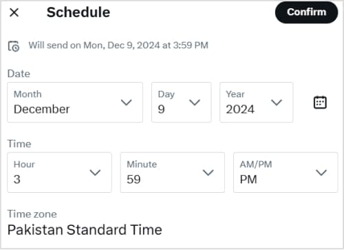 Choose Scheduled Tweet Date and Time