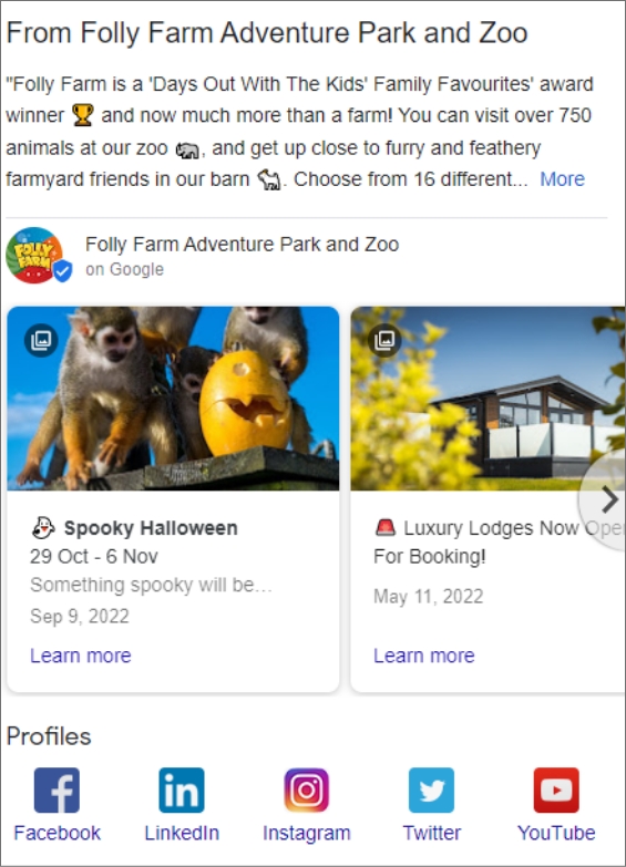 Google Business Profile posts on desktop