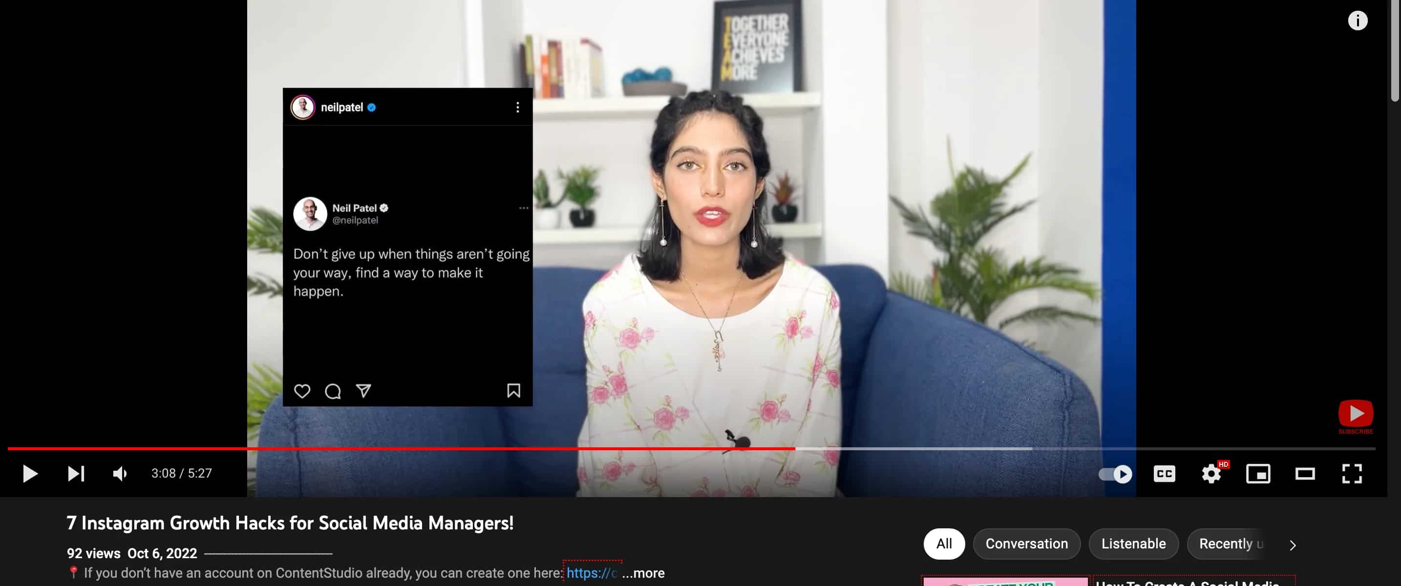 youtube video playing