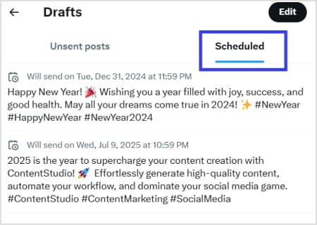 View Scheduled Posts