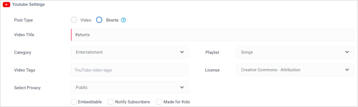 YouTube Shorts Settings