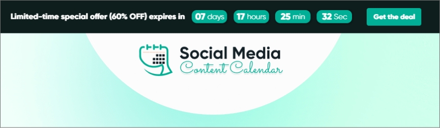 60% off on social media content calendar