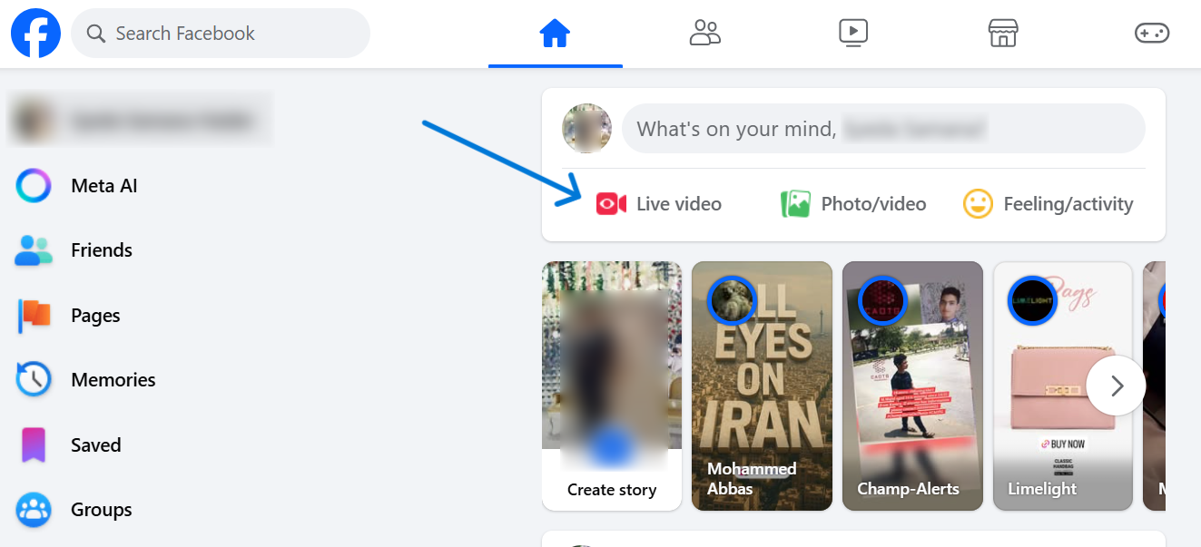 Click 'Live video'