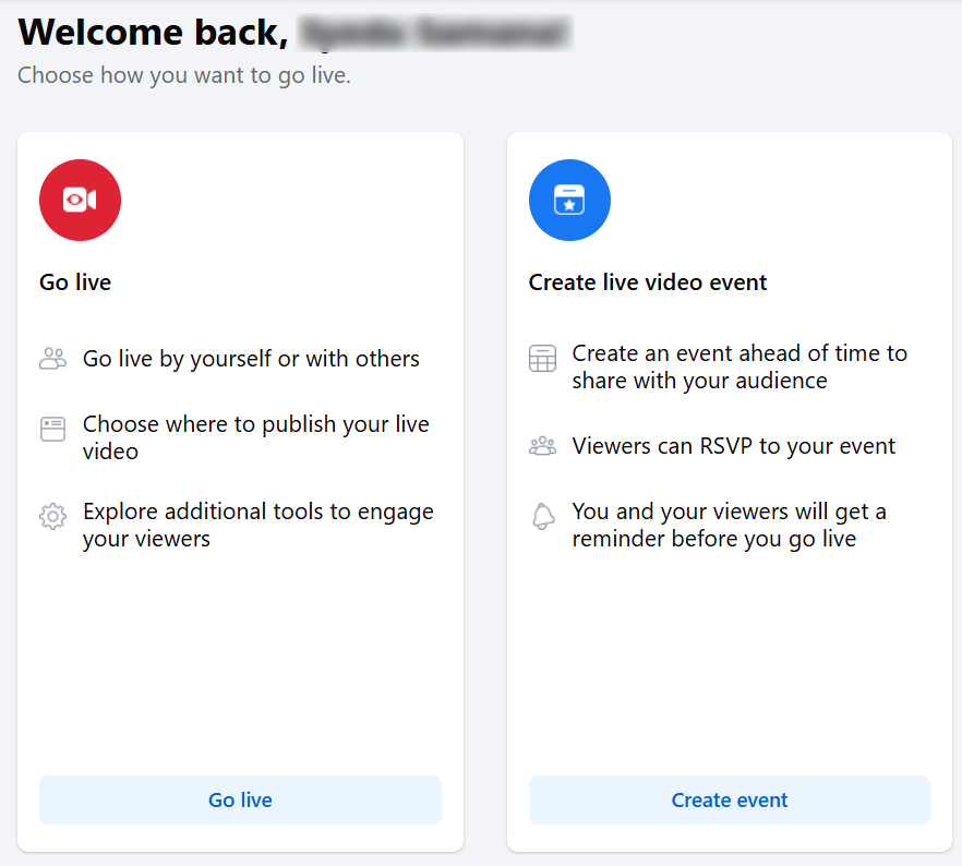 Select 'Go live' category