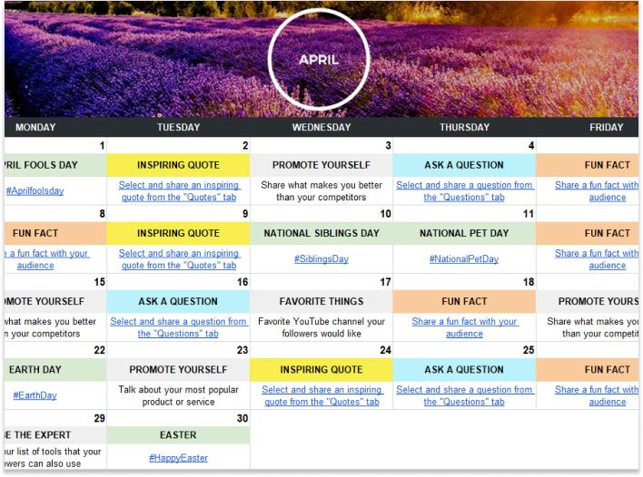 Create a content calendar for Reels