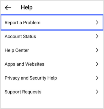 tap on report problem