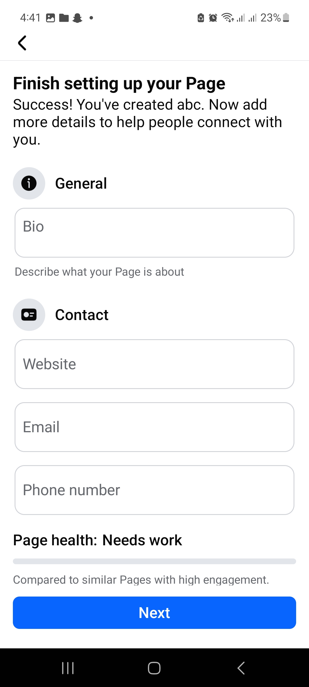 set up your page 