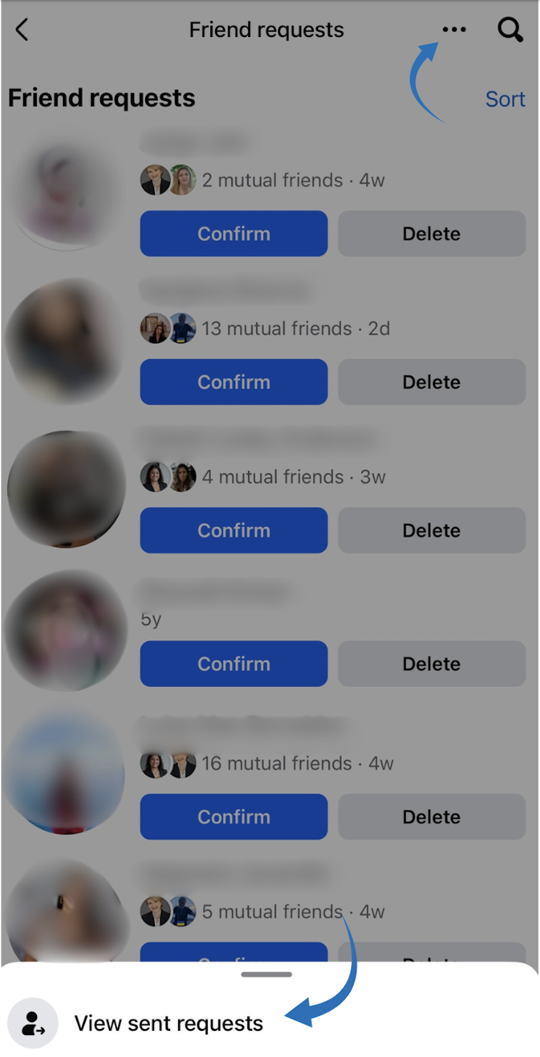 View sent requests