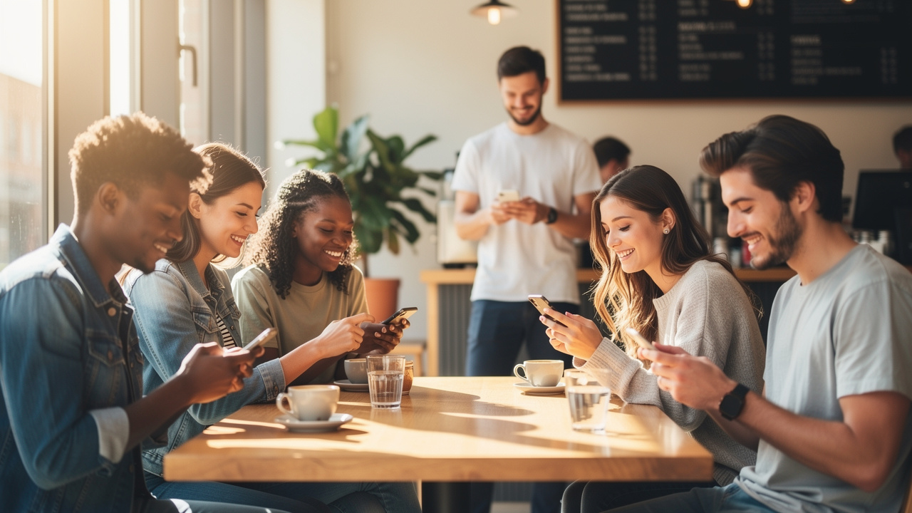 Diverse audience engaging with social media content