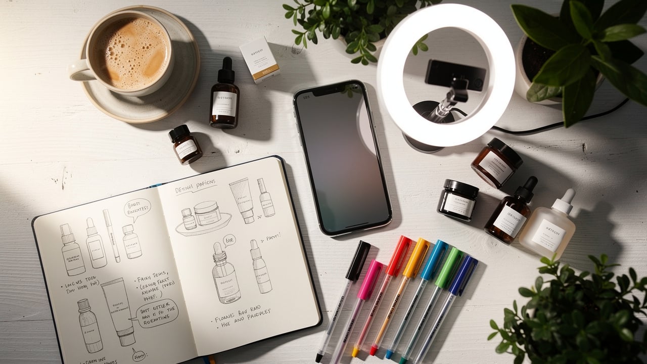 Influencer campaign planning workspace with creative tools