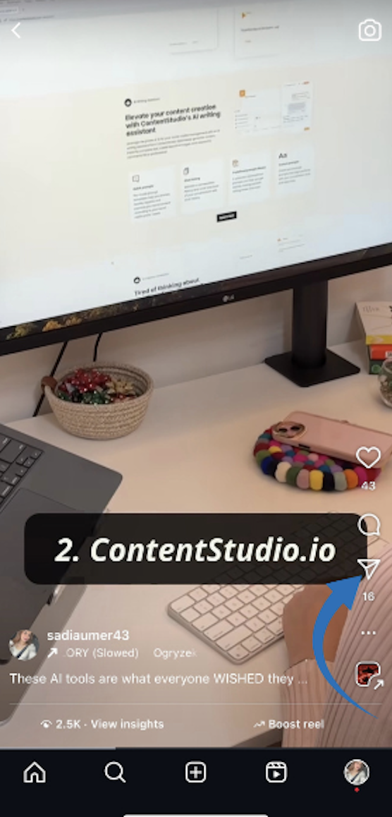 Access the share menu