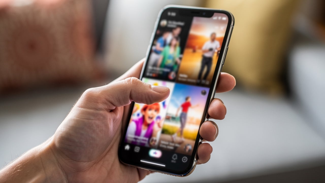 Scrolling through TikTok content on smartphone