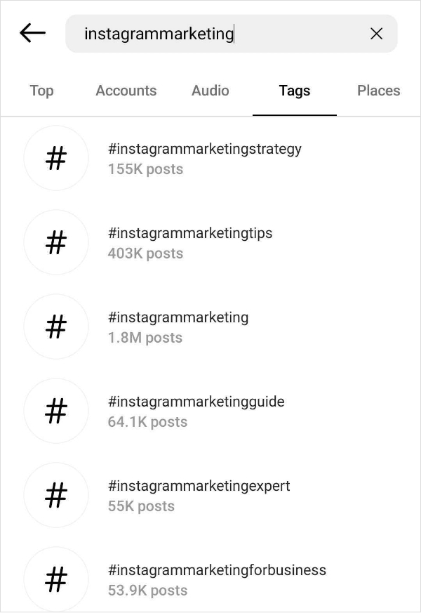 Instagram hashtags