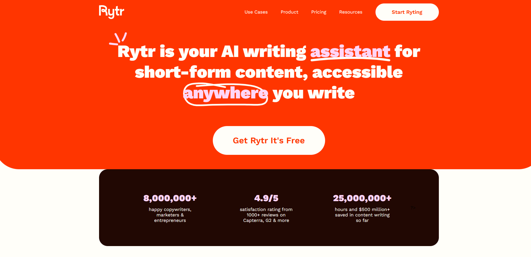 Rytr homepage