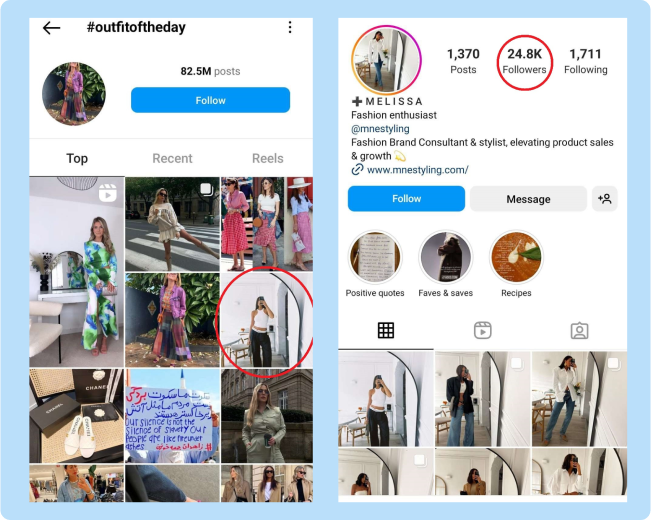 search through hashtags