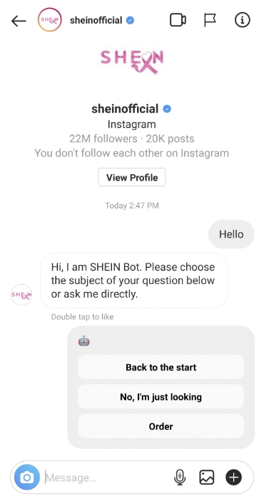 customer service by shein