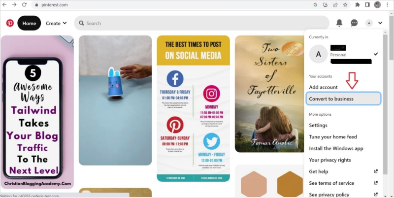 create a pinterest business account