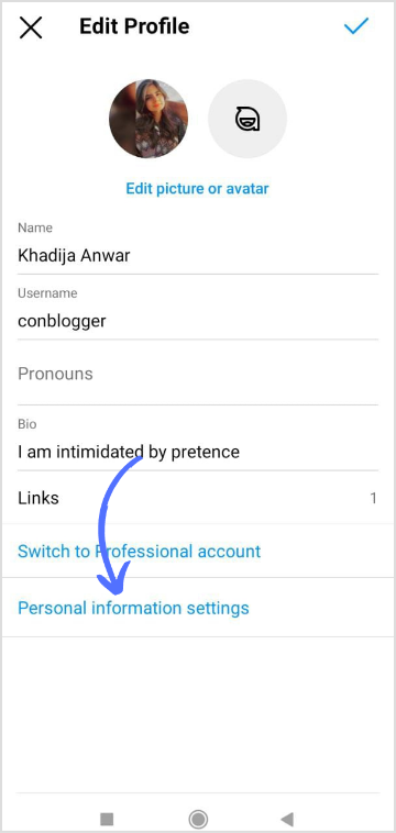 personal information settings