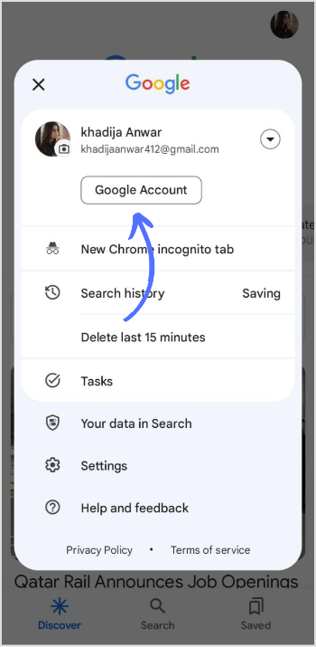 tap on Google account