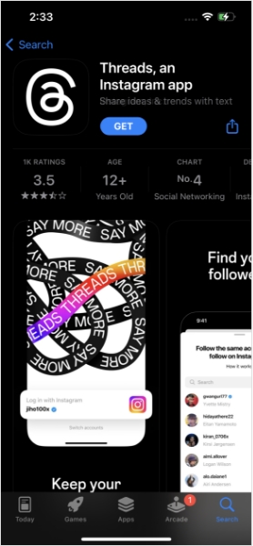 Instagram threads IOS app