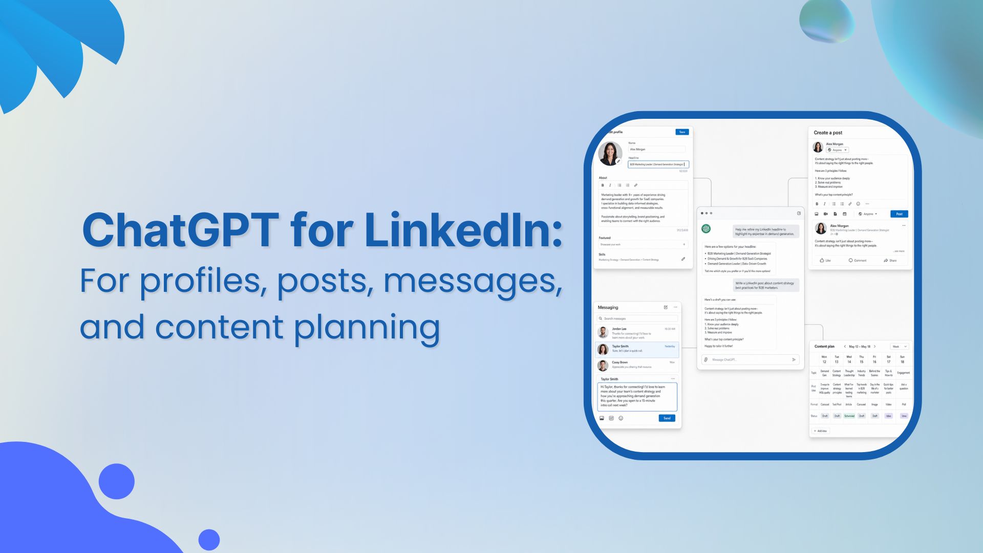 ChatGPT for LinkedIn: For profiles, posts, messages, and content planning