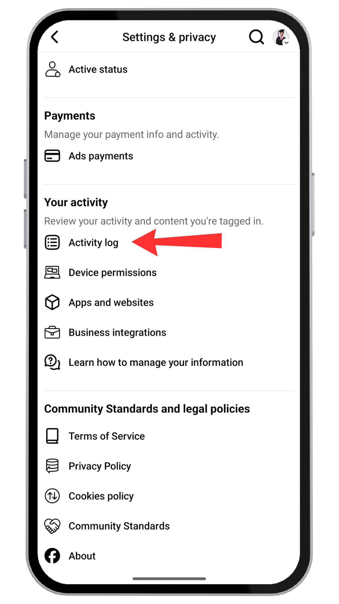 How to clear Facebook watch history step 4