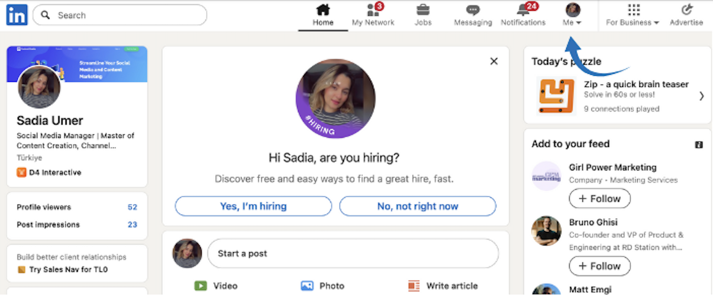 Log into your LinkedIn account 