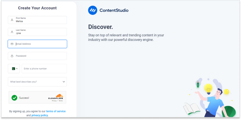 Log into ContentStudio