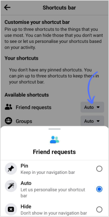 tap on the "Pin drop" menu