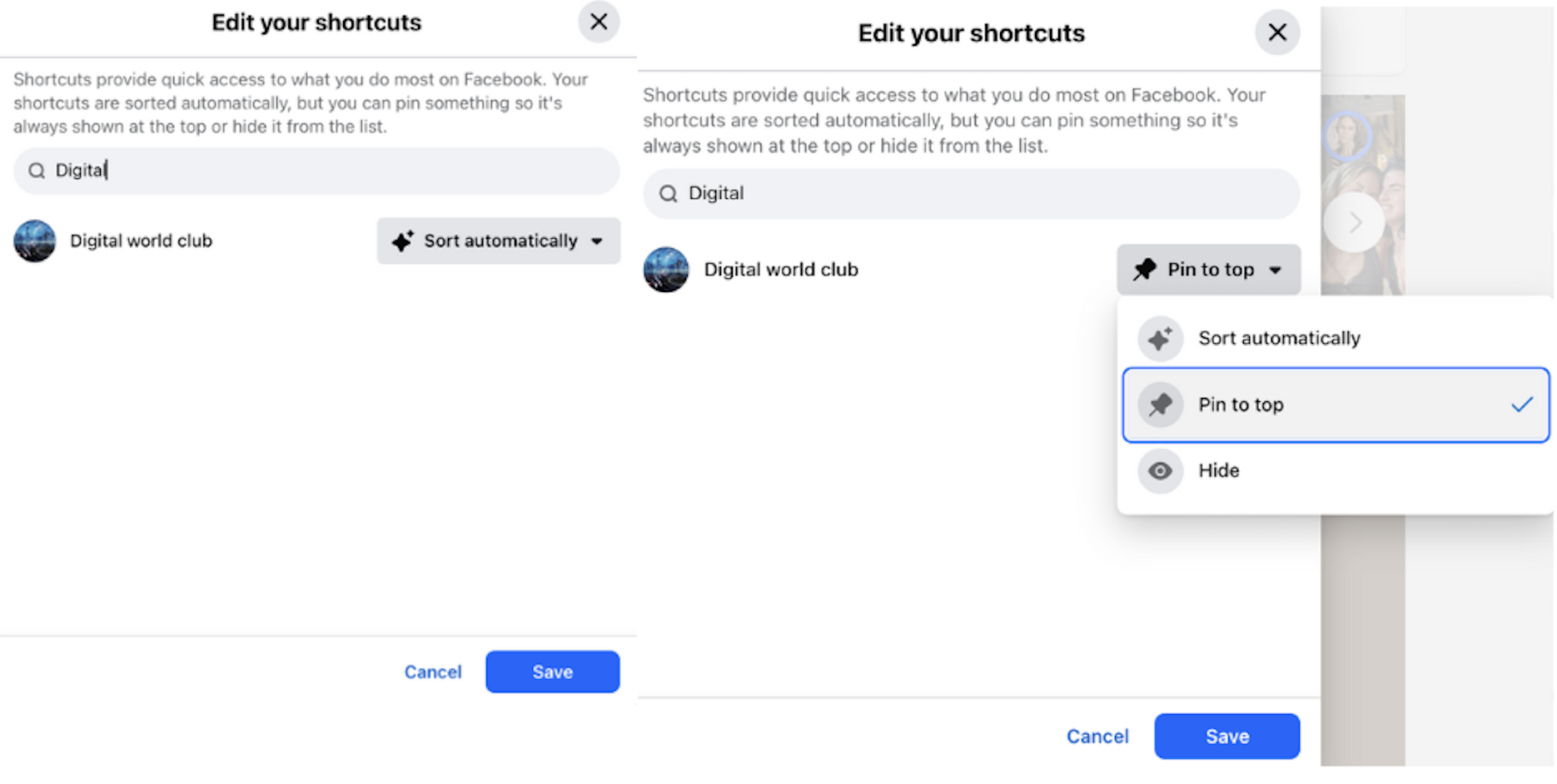 How to remove shortcuts from Facebook on desktop (PC/Mac)
