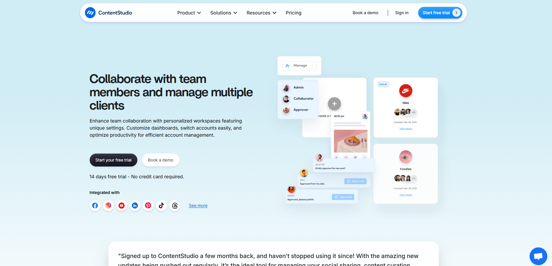 ContentStudio workspace