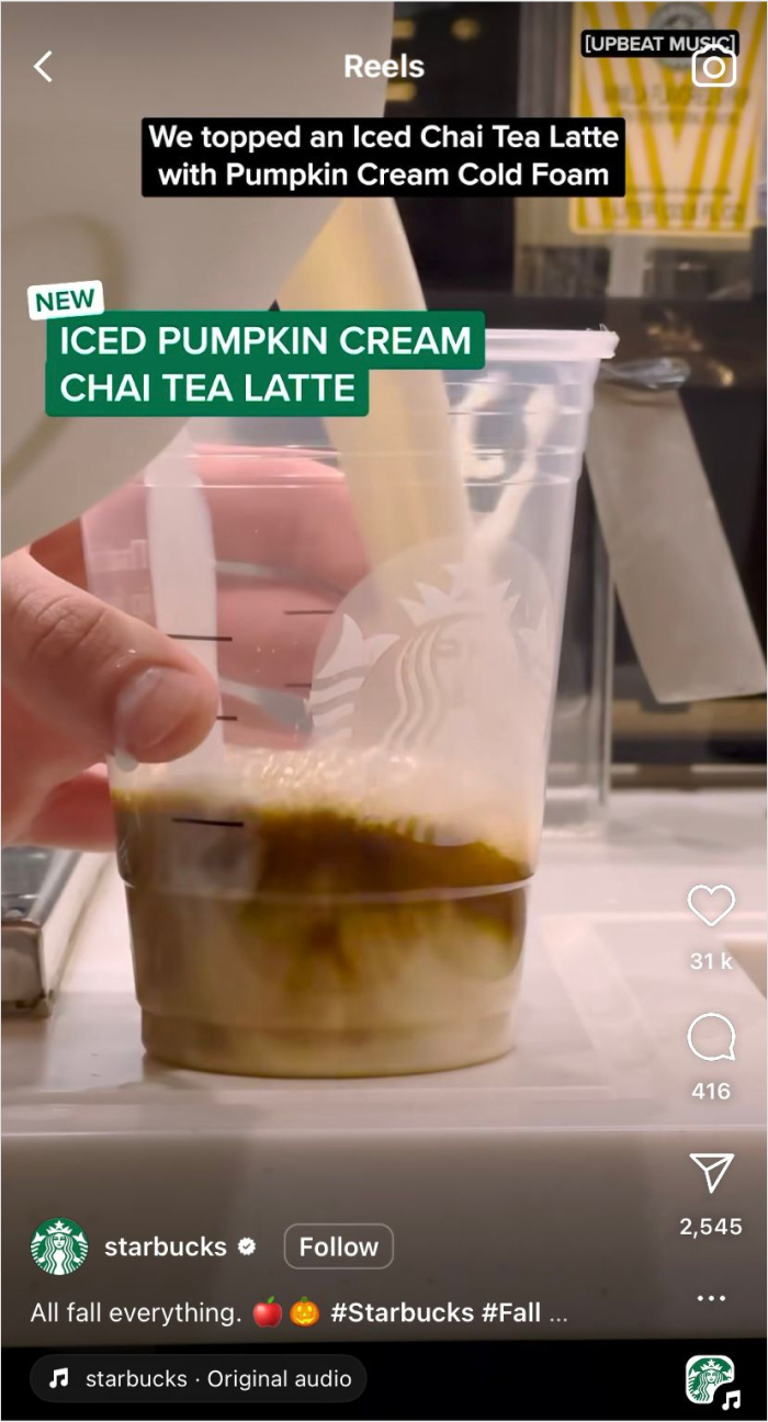 starbucks instagram reel